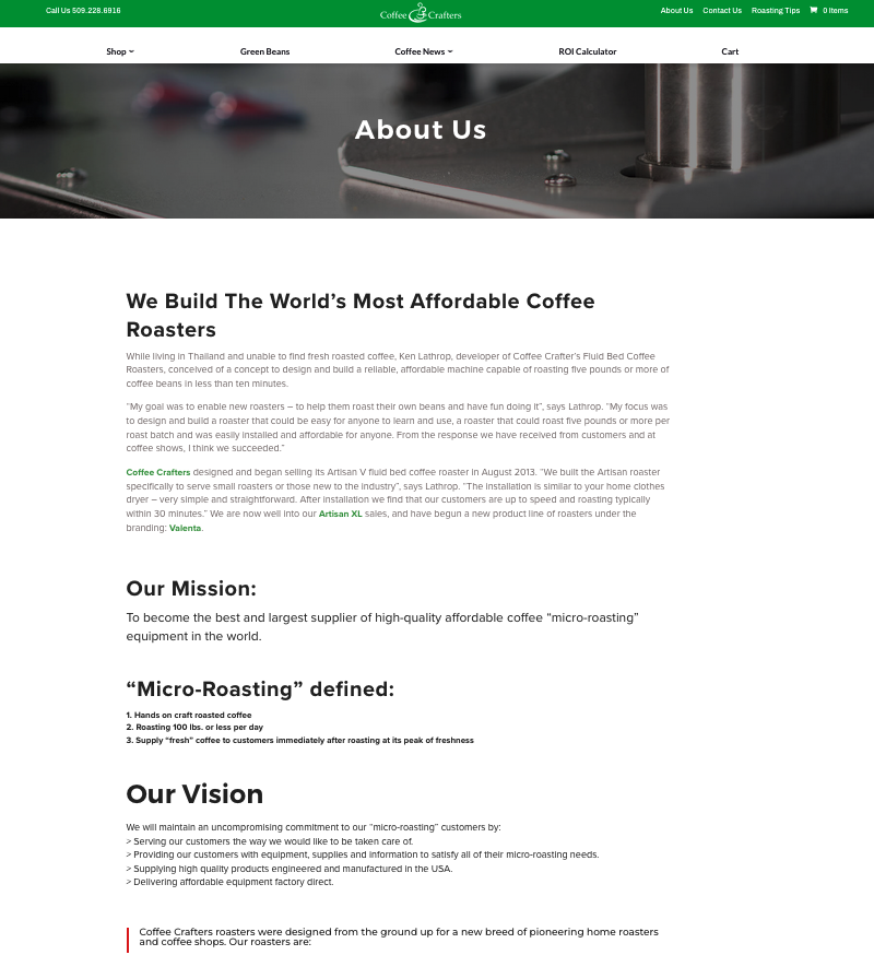 Coffee Crafters - About Us - old design
