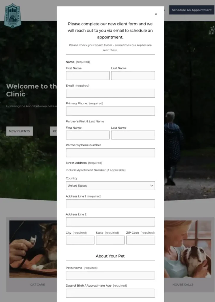 Image showing New Client Form