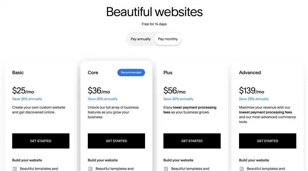 Squarespace Pricing